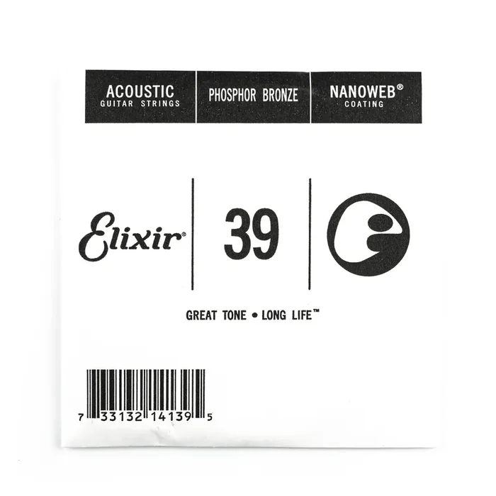 Elixir Nanoweb Phosphor Bronze 39 (.039″) Acoustic Guitar Single String