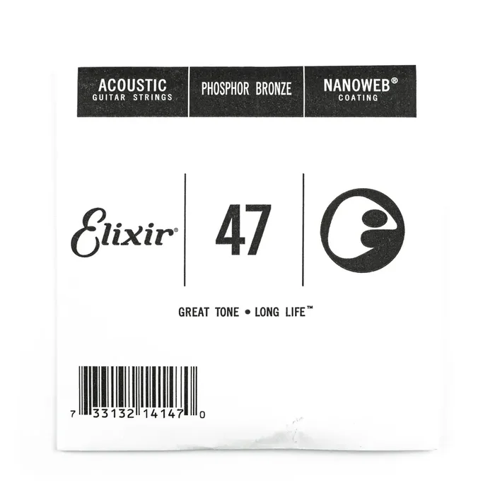 Elixir Nanoweb Phosphor Bronze 47 (.047″) Acoustic Guitar Single String