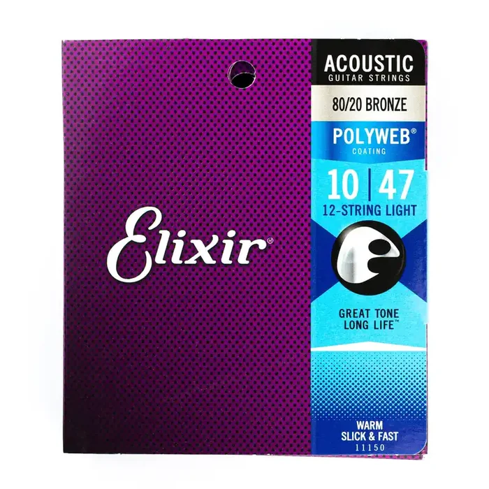 Elixir Polyweb 80/20 Bronze 12-String 10-47 Acoustic Guitar Strings [11150]