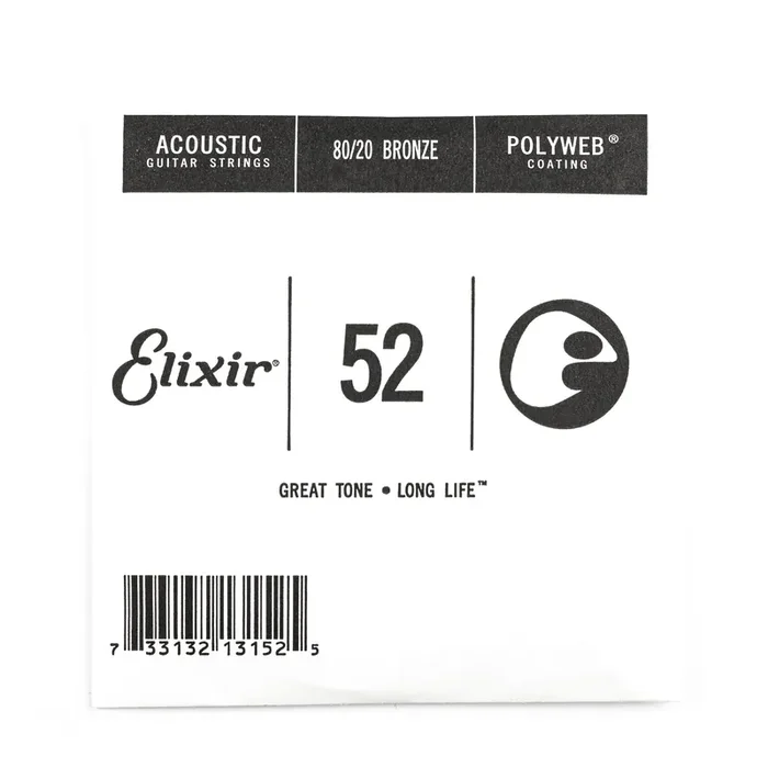 Elixir Polyweb 80/20 Bronze 52 (.052″) Acoustic Guitar Single String
