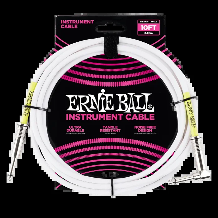 Ernie Ball 6049 Ultraflex 10ft (3m) White Instrument Cable Straight / Angle Lead