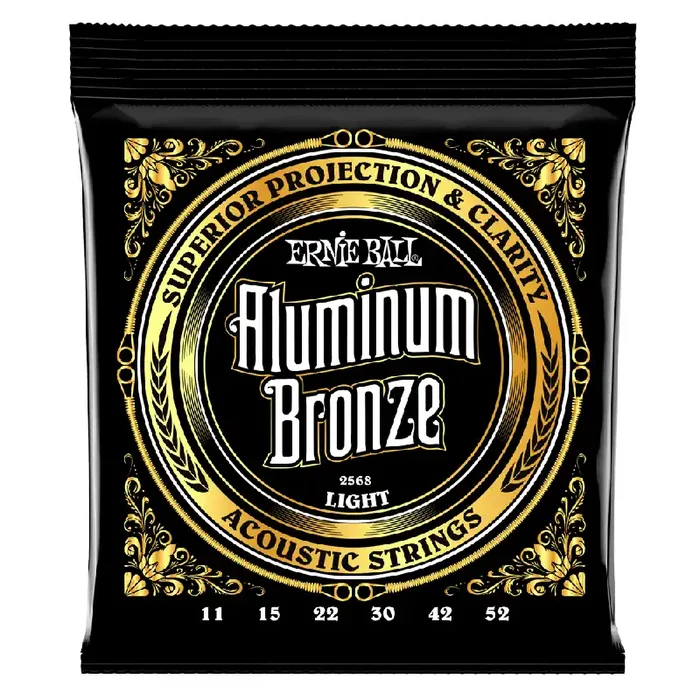 Ernie Ball Aluminum Bronze 11-52 Acoustic Guitar Strings, Custom Light