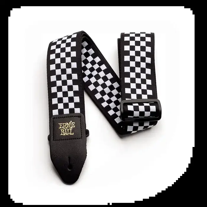 Ernie Ball Black & White Checkered Jacquard Guitar Strap