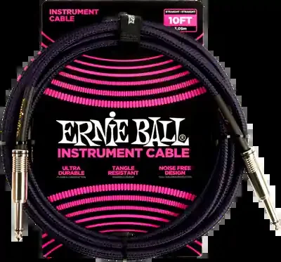 Ernie Ball Braided Instrument Cable 10ft Straight-Straight Black/Purple