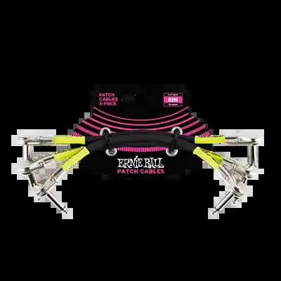 Ernie Ball Braided Instrument Patch Cable 6″ Pancake 3-pack – Black