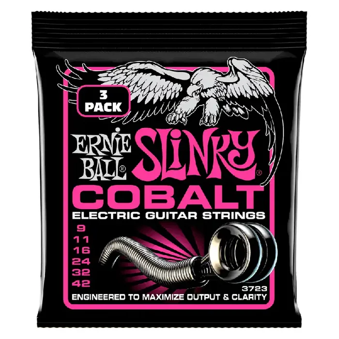 Ernie Ball Cobalt Super Slinky 9-42 Electric Guitar Strings, 3-Pack