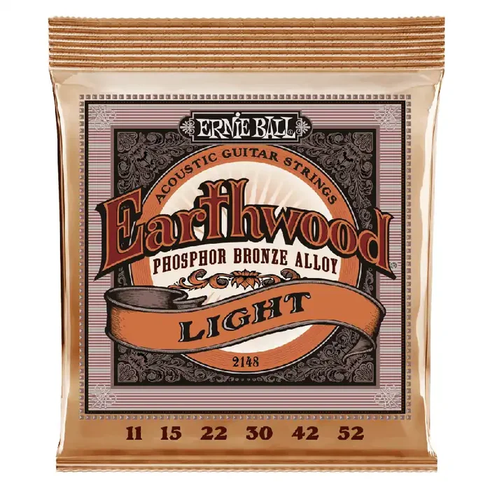 Ernie Ball Earthwood Phosphor Bronze 11-52 Acoustic Guitar Strings, Light, 3-Pack