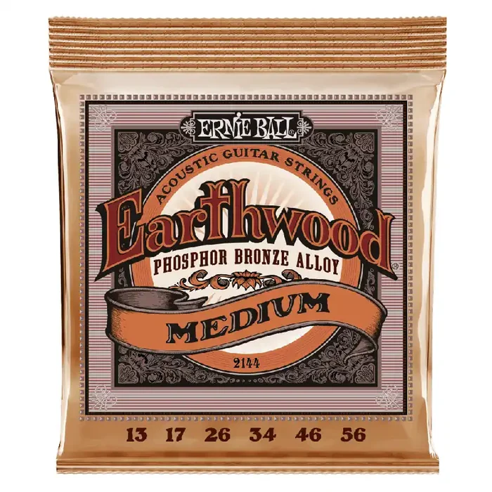 Ernie Ball Earthwood Phosphor Bronze 13-56 Acoustic Guitar Strings, Medium