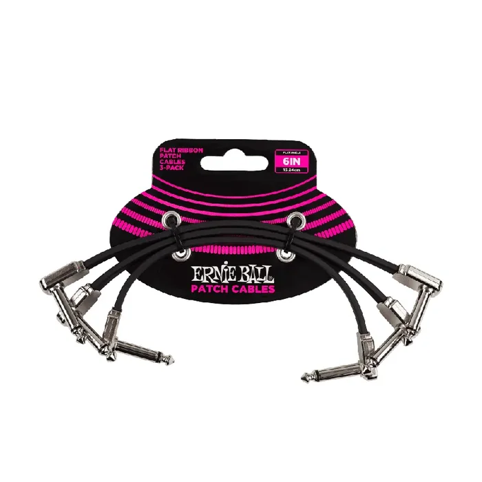 Ernie Ball Flat Ribbon 6 Patch Cable, 3-Pack