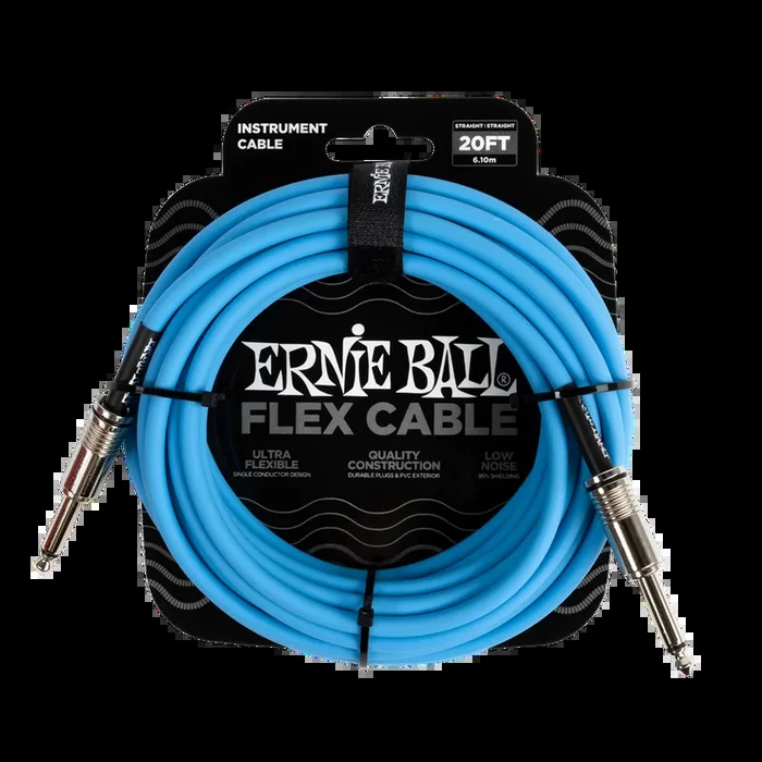 Ernie Ball Flex Instrument Cable 20ft, Blue