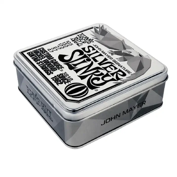 Ernie Ball John Mayer Silver Slinky 10.5-47 Guitar Strings, 3-Pack Tin
