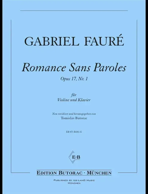 Fauré: Romance sans paroles, Op. 17, No. 1 (arr. for violin & piano)