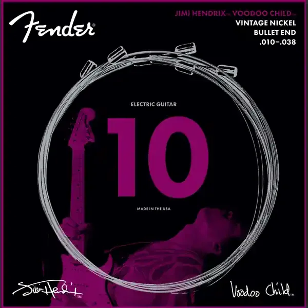 Fender 10-38 Hendrix Voodoo Child Pure Nickel Bullet End Strings