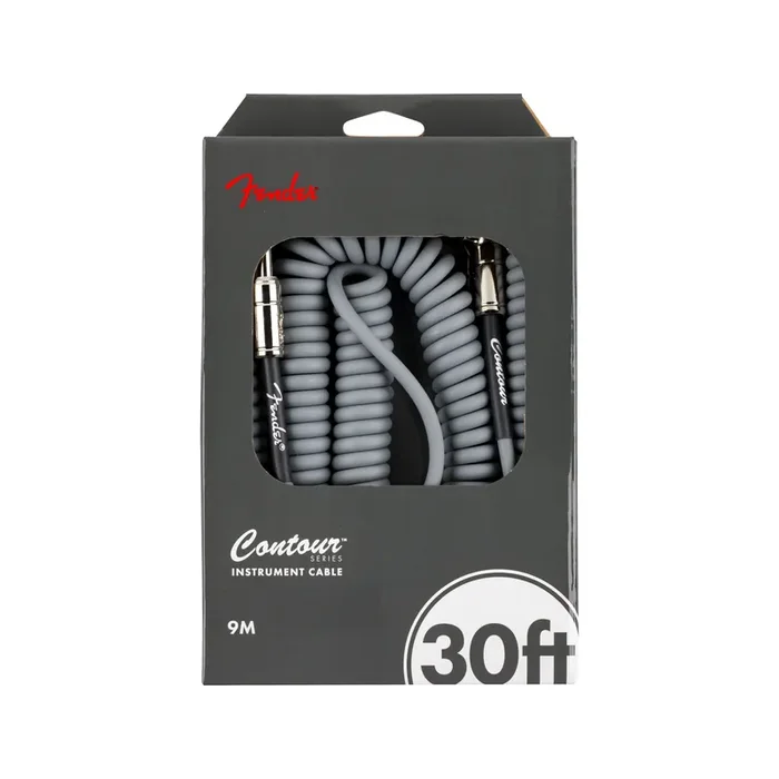 Fender 30FT Contour Series Coil Instrument Cable, Inca Silver