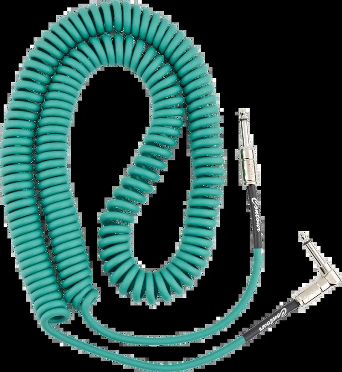 Fender Contour Series Coiled Instrument Cable, 30ft Sherwood Green
