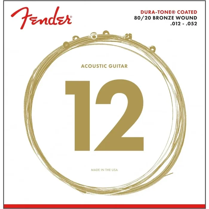 Fender Dura-Tone 80/20 Bronze 12-52 Acoustic Guitar Strings, Light