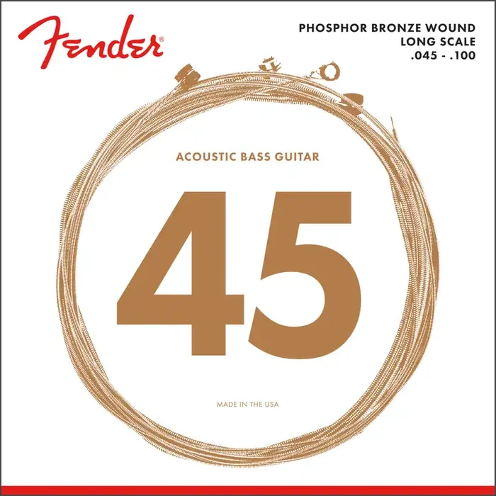 Fender Phosphor Bronze 45-100 Acoustic Bass Guitar Strings, Long Scale [8060]