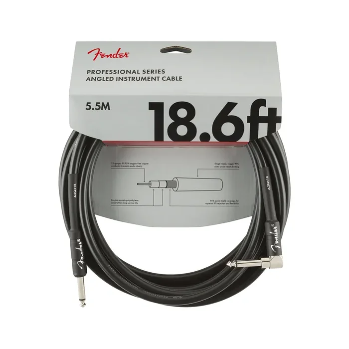 Fender Professional Series Angled Instrument Cable, 18.6ft, Black