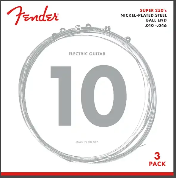 Fender Super 250‘s Nickel Plated Steel 10-46 Electric Guitar Strings, 3-Pack