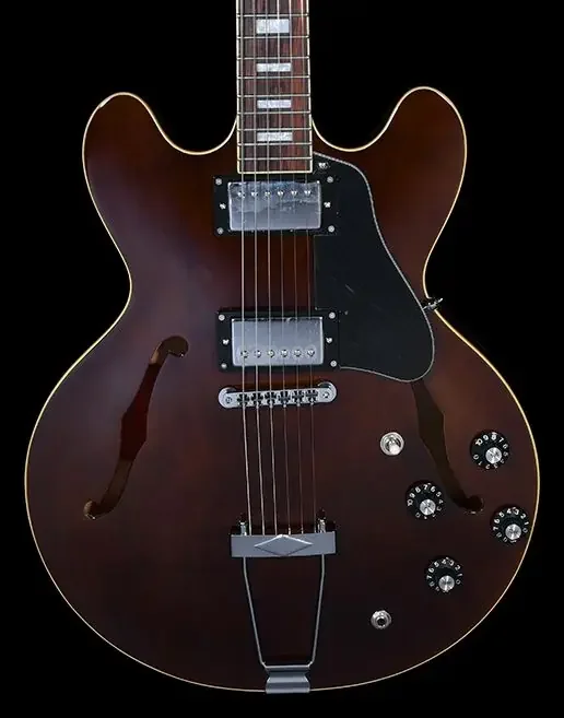 FernandesBurny RSA-75 Trapezoid Tailpiece Walnut 335 Guitar (With Hard Case)