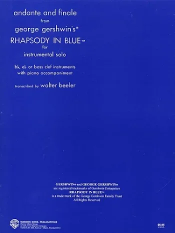 Gershwin : Andante And Finale From Rhapsody In Blue For Eb Bb Or Bass Cleft Inst & Piano