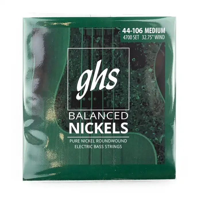 GHS Balanced Nickels Pure Nickel 44-106 Bass Guitar Strings, Short Scale [4700]