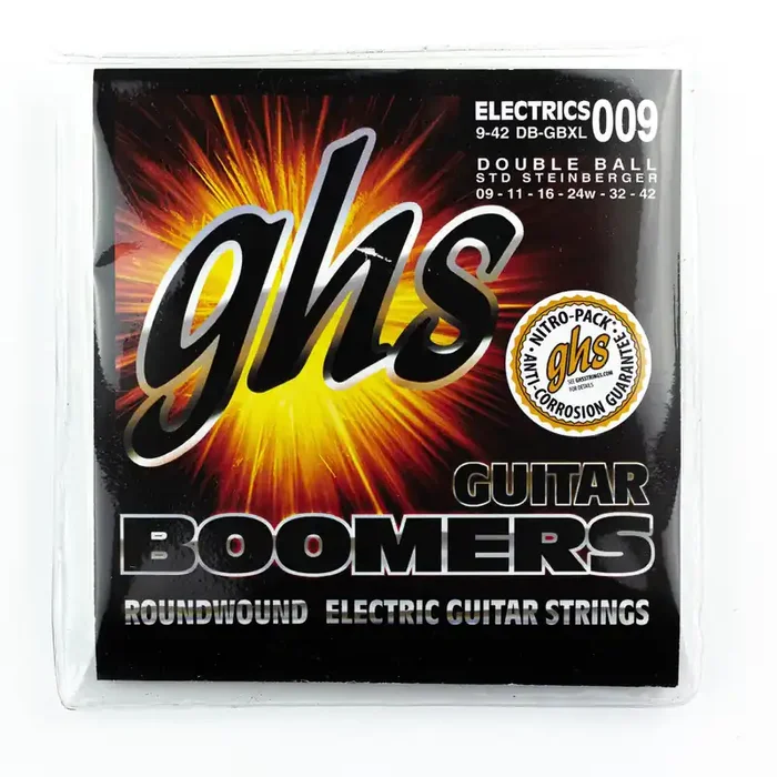 GHS Boomers Dynamite Nickel Alloy 9-42 Steinberger Electric Guitar Strings, Double-Ball End, Extra Light