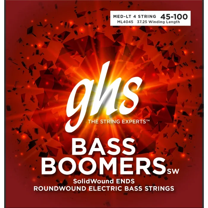 GHS ML4045 Bass Boomers 45-100 Medium Light Bass Strings 6-Pack