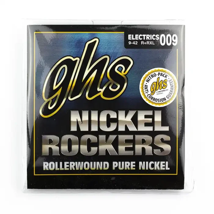 GHS Nickel Rockers Pure Nickel Rollerwound 9-42 Electric Guitar Strings, Extra Light