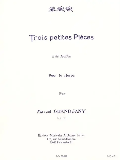 Grandjany 3 Petites Pieces Très Faciles, Op. 7 for Harp