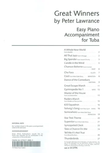 Great Winners: Eb Tuba Piano Accompaniment (Brasswind)
