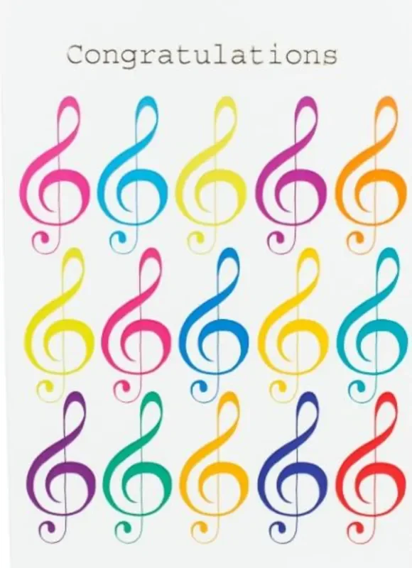 Greetings Card Congratulations with Jazzy Treble Clef Design