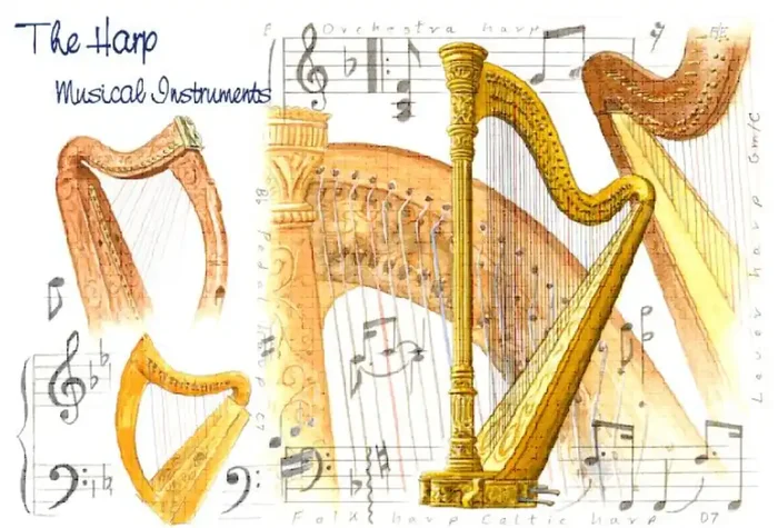 Greetings Card Harp Design