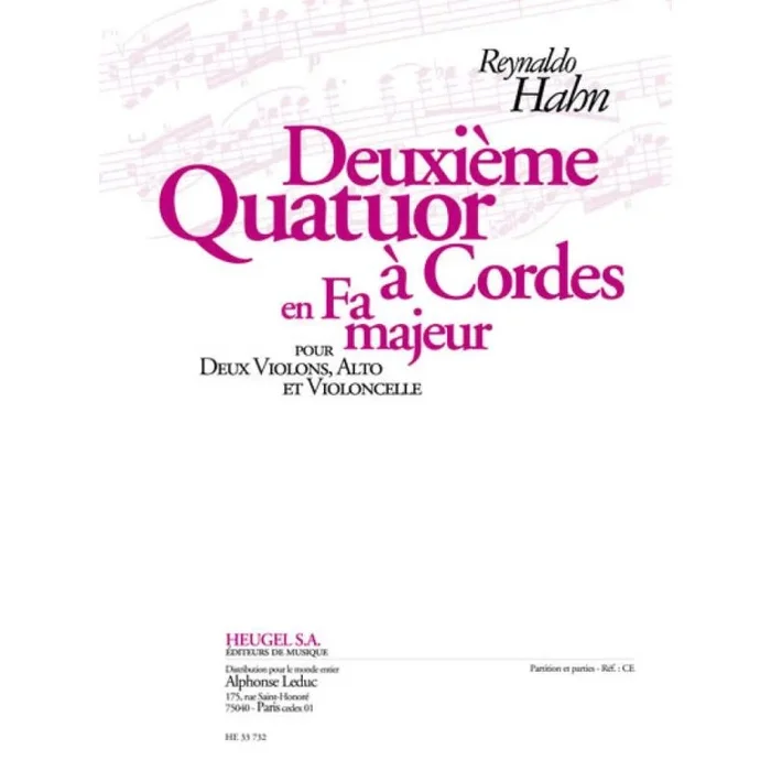 Hahn, Reynaldo – Quatuor N02 En Fa Majeur