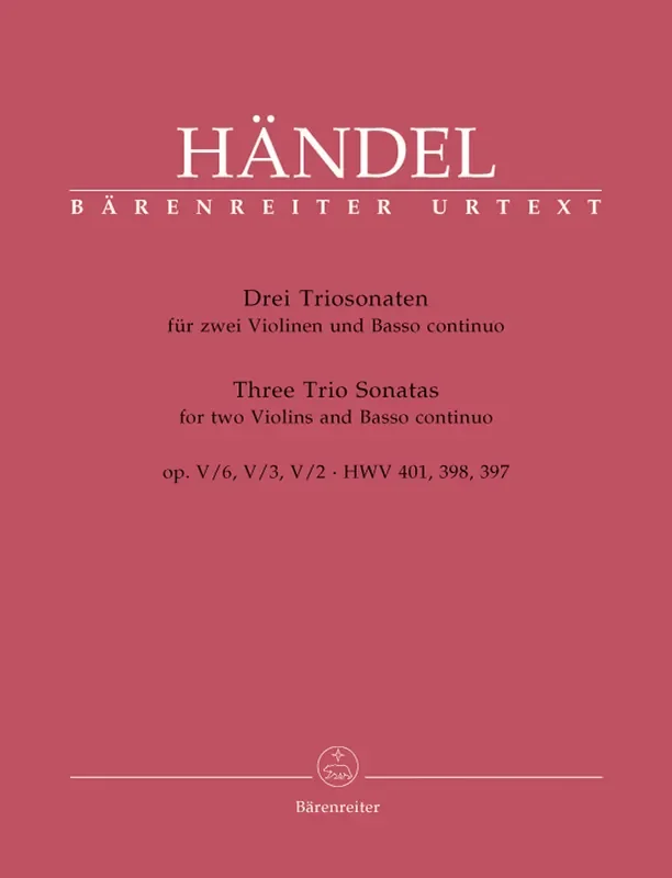 Handel 3 Trio Sonatas for 2 Violins and Basso Continuo
