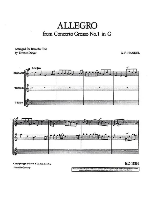 Handel Allegro in G Major for 3 Recorders