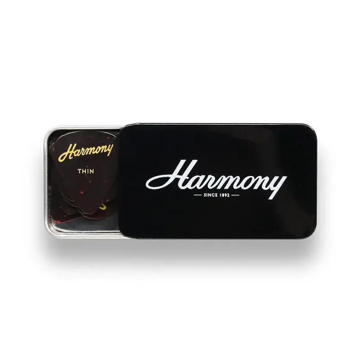 Harmony Celluloid Tortoise Standard Guitar Pick, Thin, 12-Pick Tin