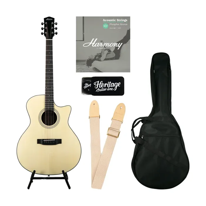 Harmony Foundation Series Terra GA Cutaway Acoustic Guitar Bundle, Natural Satin (UK Exclusive)