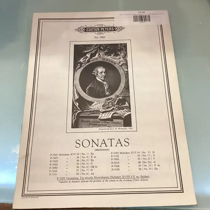 Haydn – Variations (Un Piccolo Divertimento) Hob. XVIII-6 Peters Edition No.7029 Solo Piano (Single Piece)