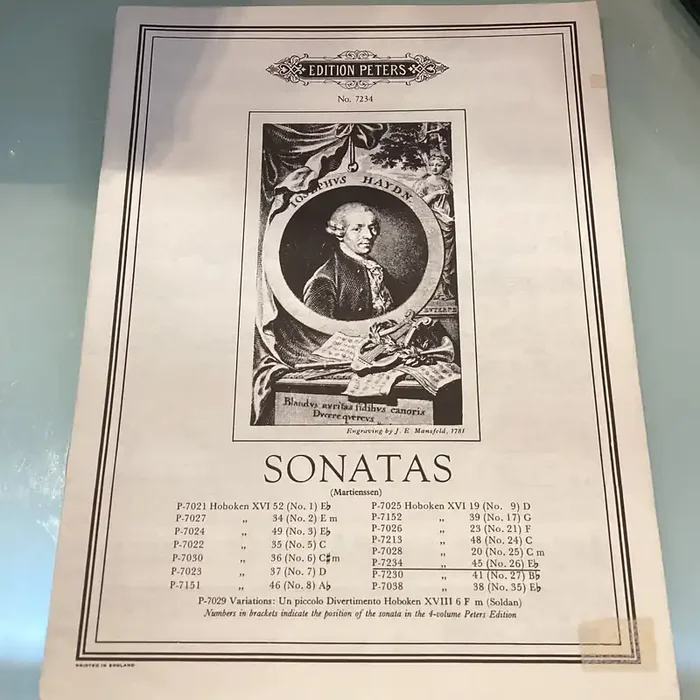Haydn Sonata Eb Major No.7234 Hob XVIII Peters Edition (Single Piece)
