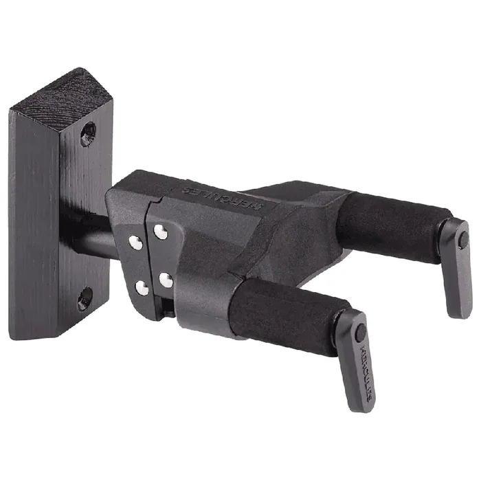 Hercules GSP38WBK-PLUS Short-Arm Wooden Block Guitar Wall Hanger, Black