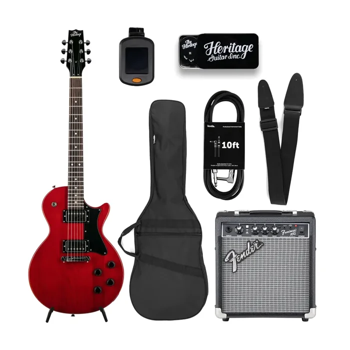 Heritage Ascent Collection H-137 Humbucker Electric Guitar Bundle, Vintage Cherry