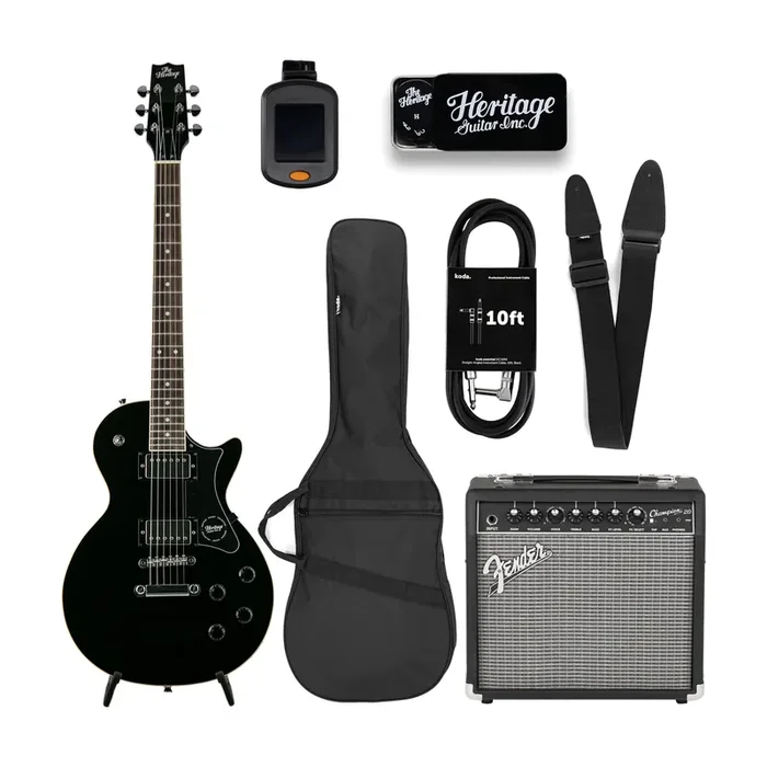 Heritage Ascent Collection H-150 Electric Guitar Bundle, Black