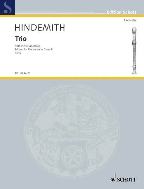 Hindemith, Paul : Hindemith, Paul : Plöner Musiktag, D: Abendkonzert – Trio – 3 recorders (SAA or SAT) – Schott Digit