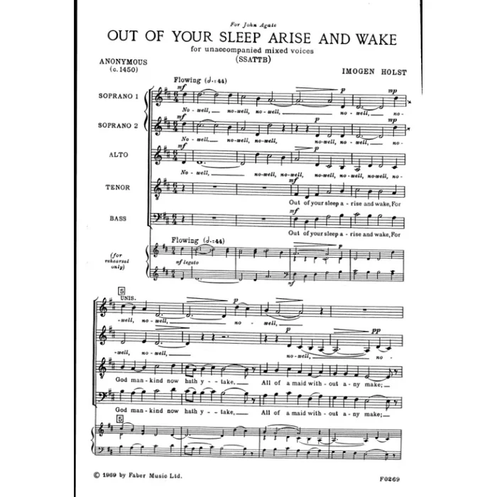 Holst, Imogen – Out of your Sleep Arise. SATB div unacc