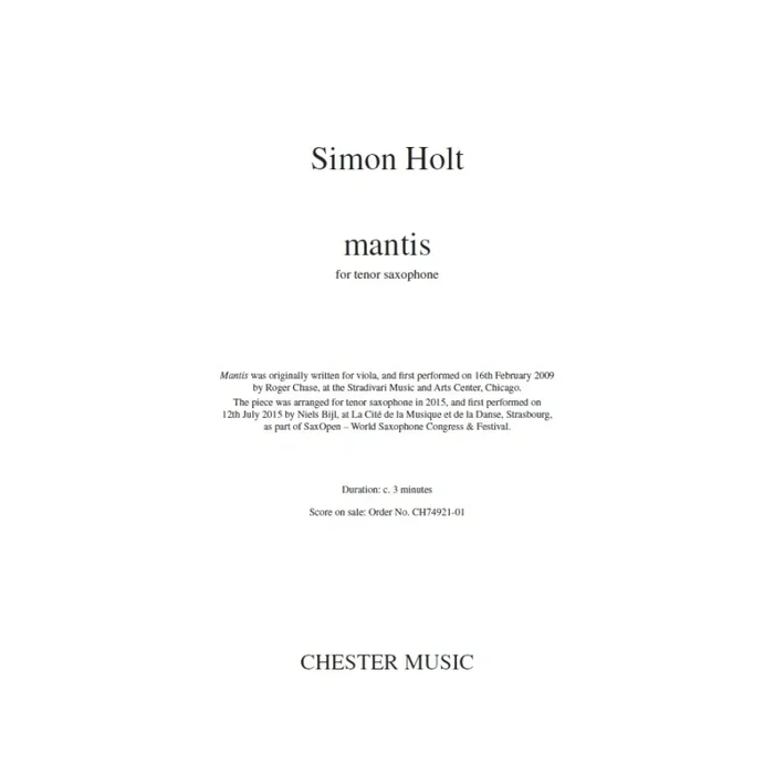 Holt, Simon – Mantis