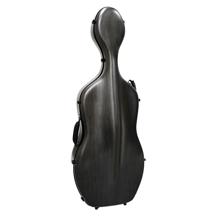 HQ Polycarbonate Cello Case – Silver and Black 1/2 with Internal Padding and Wheels