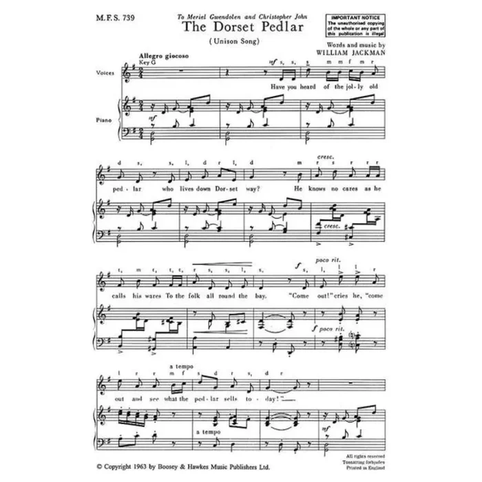 Jackman, William – The Dorset Pedlar In G MFS 739