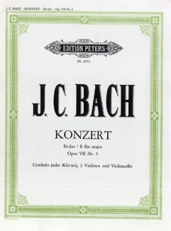 Jc Bach – Concerto E Flat Op 7 No 5 Full Score Book