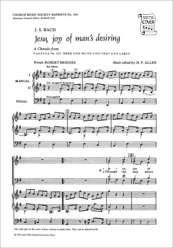 Jesu, Joy of Man‘s Desiring (Bach) – Choral Score